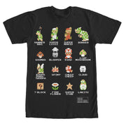 Men's Nintendo Super Mario Bros Pixel Cast with Names  Adult T-Shirt