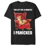 Men's Lost Gods You Left for 15 Minutes I Panicked Dog  Adult T-Shirt