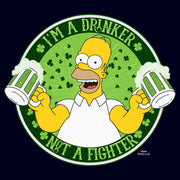 Men's The Simpsons St. Patrick's Day Homer I'm a Drinker not a Fighter  Adult T-Shirt