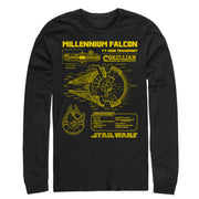 Men's Star Wars Millennium Falcon Schematics  Adult Long Sleeve Shirt