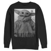 Men's Star Wars: The Mandalorian The Child Gray Grayscale Pose  Adult Sweatshirt