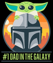 Men's Star Wars: The Mandalorian Grogu and Din Djarin #1 Dad in the Galaxy Piggy Back Cartoon  Adult T-Shirt