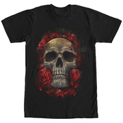 Men's Aztlan Carved Skull and Roses  Adult T-Shirt