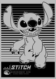 Men's Lilo & Stitch Black and White Experiment 626 Smiles  Adult T-Shirt