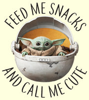 Men's Star Wars: The Mandalorian Grogu Feed Me Snacks and Call Me Cute  Adult T-Shirt