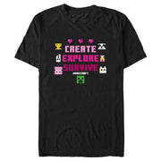 Men's Minecraft Create Explore Survive Animals  Adult T-Shirt