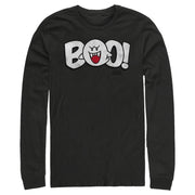 Men's Nintendo Mario Boo! Bubble Text  Adult Long Sleeve Shirt