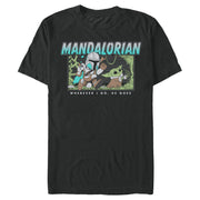 Men's Star Wars: The Mandalorian Retro Cartoon Ball Chase  Adult T-Shirt