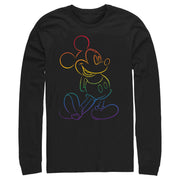 Men's Mickey & Friends Rainbow Mickey Mouse Outline  Adult Long Sleeve Shirt