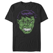 Men's Marvel Hulk Angry Face Build Up Fill  Adult T-Shirt