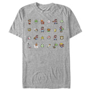 Men's Nintendo Super Mario Items and Characters Panel  Adult T-Shirt