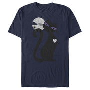 Men's Lost Gods Halloween Full Moon Black Cat Heart  Adult T-Shirt