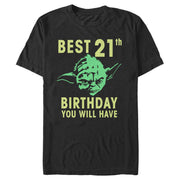 Men's Star Wars Yoda Best 21st Birthday You Will Have Stencil  Adult T-Shirt