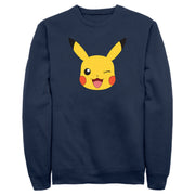 Men's Pokemon Pikachu Wink Face  Adult Sweatshirt