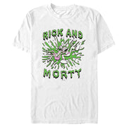 Men's Rick And Morty Screaming Green Slime Splash  Adult T-Shirt