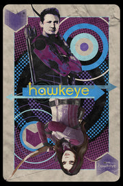 Men's Marvel Hawkeye and Kate Bishop Playing Card  Adult T-Shirt