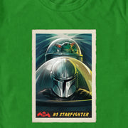 Men's Star Wars: The Mandalorian N1 Starfighter Grogu and Mando Poster  Adult T-Shirt