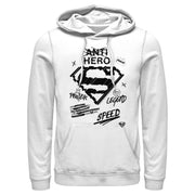 Men's Superman Hero Qualities & Icons  Adult Pull Over Hoodie