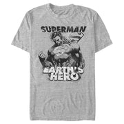 Men's Superman Grunge Earth's Hero  Adult T-Shirt