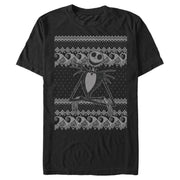 Men's The Nightmare Before Christmas Jack Skellington Distressed Christmas Sweater  Adult T-Shirt