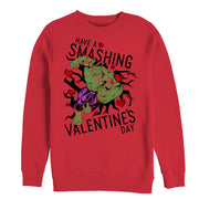 Men's Marvel Valentine's Day Hulk Smashing  Adult Sweatshirt