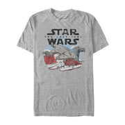 Men's Star Wars The Last Jedi Millennium Falcon Crait Battle  Adult T-Shirt