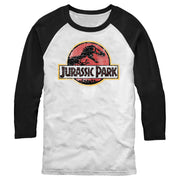 Men's Jurassic Park Cracked T-Rex Logo  Adult Baseball Tee