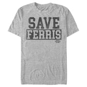 Men's Ferris Bueller's Day Off Distressed Save Text  Adult T-Shirt