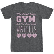 Women's CHIN UP Head Says Gym Heart Says Waffles  Adult Boyfriend Tee