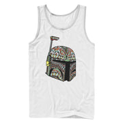 Men's Star Wars Tribal Print Boba Fett Helmet  Adult Tank Top