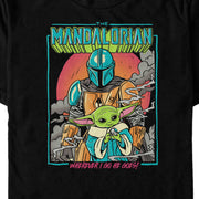 Men's Star Wars: The Mandalorian Wherever I Go He Goes Neon Poster  Adult T-Shirt