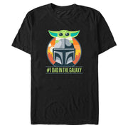 Men's Star Wars: The Mandalorian Grogu and Din Djarin #1 Dad in the Galaxy Piggy Back Cartoon  Adult T-Shirt