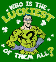 Men's Batman St. Patrick's Day Riddler Who is the Luckiest of Them All?  Adult T-Shirt