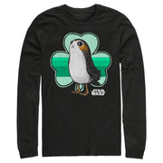 Men's Star Wars St. Patrick's Day Porg and a Shamrock  Adult Long Sleeve Shirt