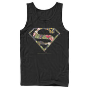 Men's Superman Floral Shield Logo  Adult Tank Top