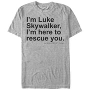 Men's Star Wars Here to Rescue You  Adult T-Shirt