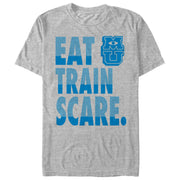 Men's Monsters Inc Eat Train Scare Motto  Adult T-Shirt