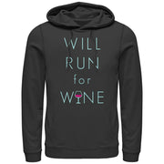 Men's CHIN UP Will Run For Wine Glass  Adult Pull Over Hoodie