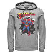 Men's Superman Only One Hero Rip  Adult Pull Over Hoodie