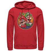 Men's Nintendo Mario Luigi Back to Back  Adult Pull Over Hoodie