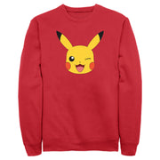 Men's Pokemon Pikachu Wink Face  Adult Sweatshirt