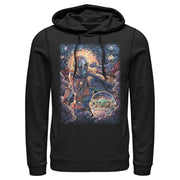 Men's Star Wars: The Mandalorian Starry Night Best Friend Portrait  Adult Pull Over Hoodie