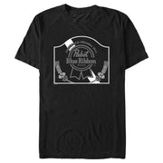 Men's Pabst Vintage Sign Black and White Logo  Adult T-Shirt