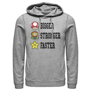 Men's Nintendo Mario Bigger Stronger Faster  Adult Pull Over Hoodie