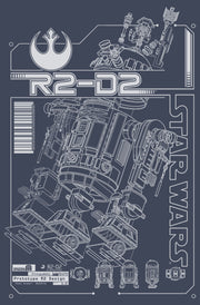 Men's Star Wars R2-D2 Schematic Details  Adult T-Shirt