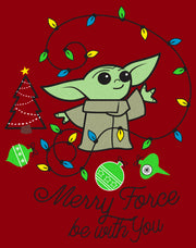 Men's Star Wars: The Mandalorian Christmas Grogu Merry Force Be With You  Adult T-Shirt