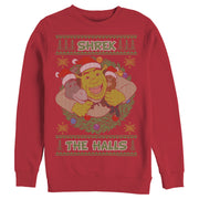 Men's Shrek Ugly Christmas Deck the Halls  Adult Sweatshirt