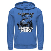 Men's Superman Grunge Earth's Hero  Adult Pull Over Hoodie