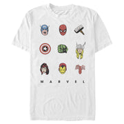 Men's Marvel Hero Face Tic-Tac-Toe  Adult T-Shirt