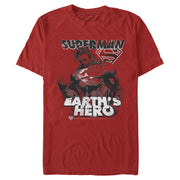 Men's Superman Grunge Earth's Hero  Adult T-Shirt